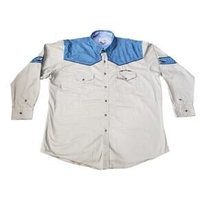 Vintage Express Rider Western Demin Long Sleeve Button Down Collared Shirt